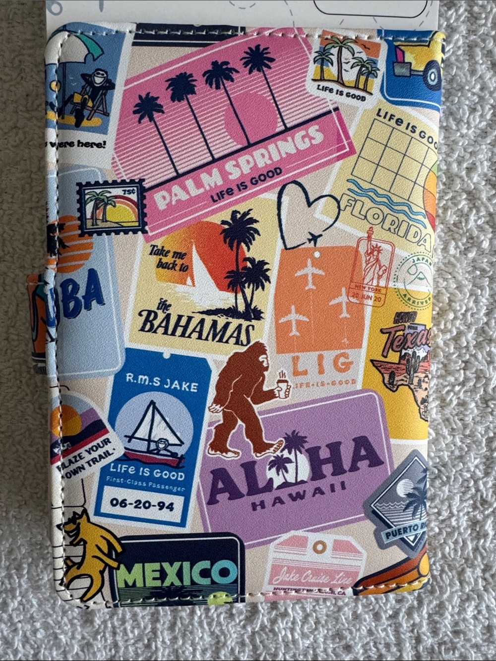 Life Is Good Travel Passport Wallet Multicolor Sticker Collage - Picture 5 of 14